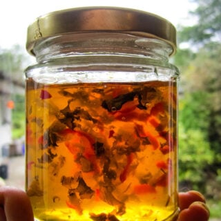chilli and basil jelly in jar