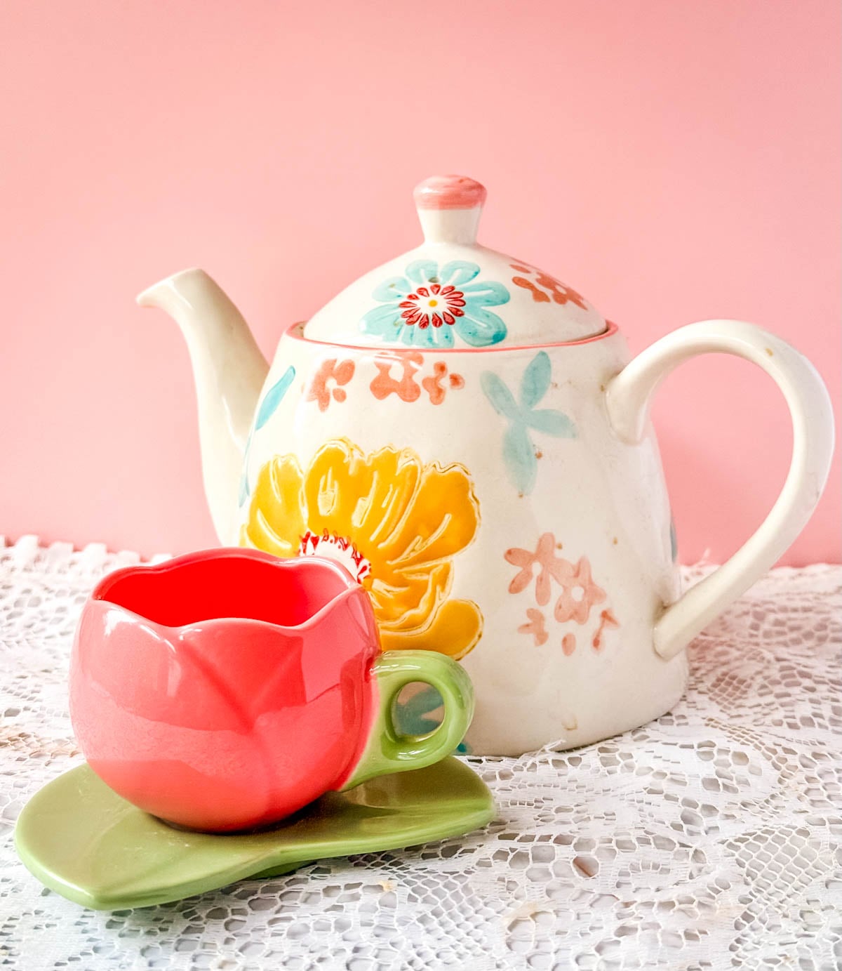 tea pot and cup and saucer