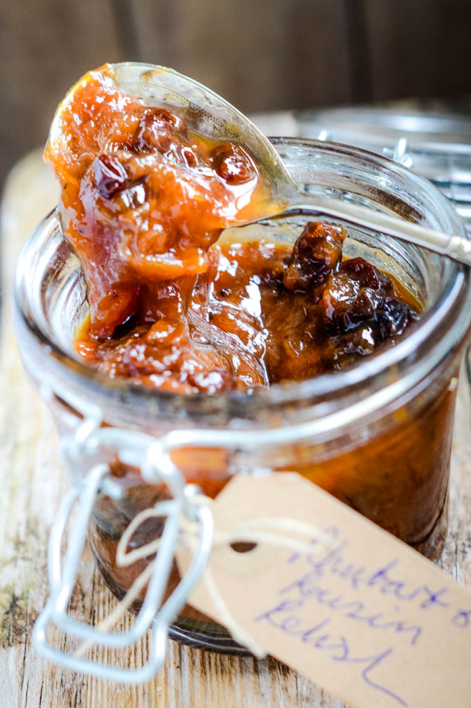relish on spoon on top of jar