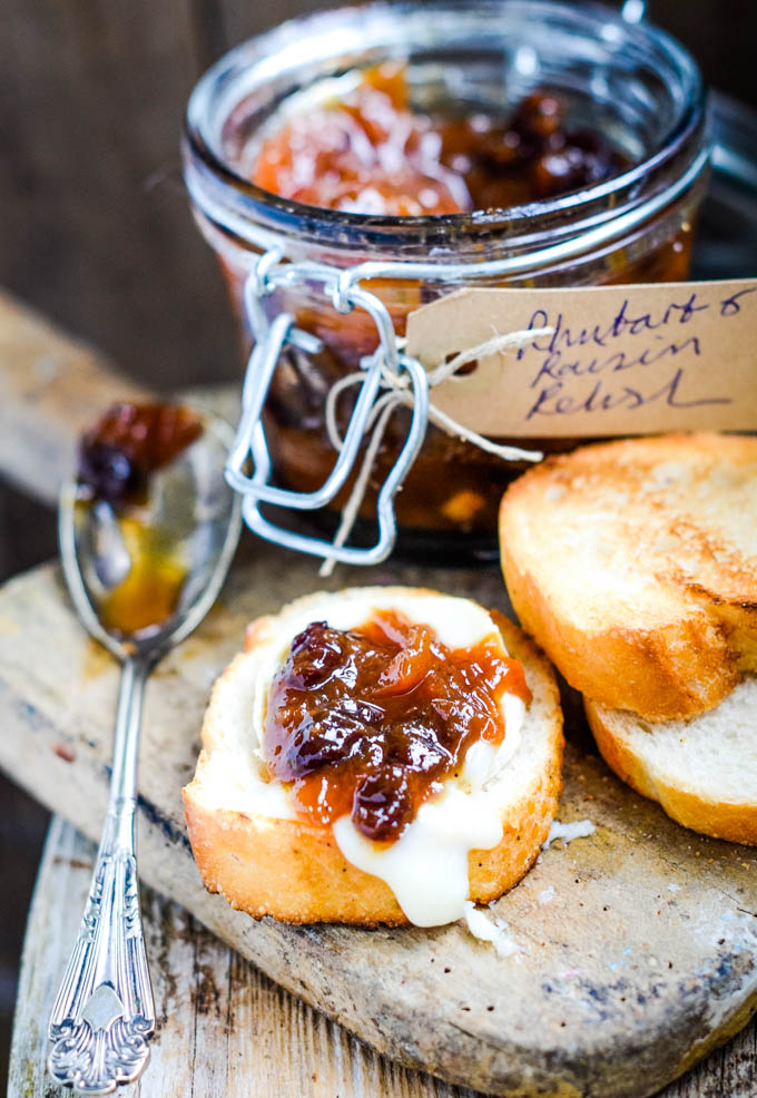 relish jar with bread in front