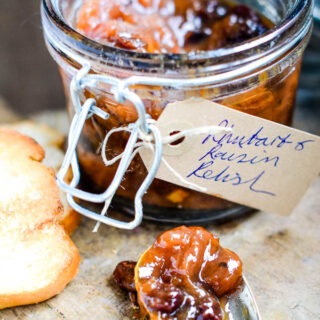 rhubarb and raisin relish by larderlove.com
