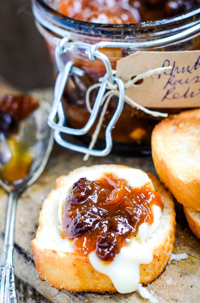 reslish on bread with jar behind
