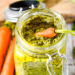wide shot of jar and carrots from above