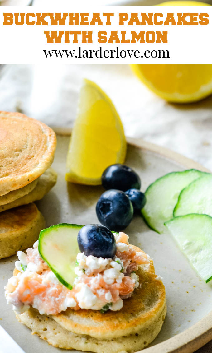 buckwheat pancakes with smoked salmon pin image
