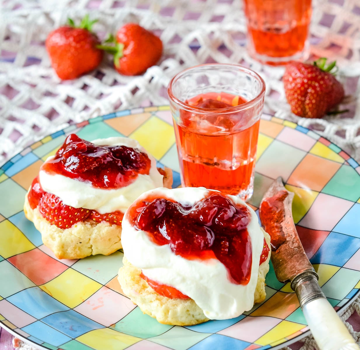 strawberry gin jam on scones