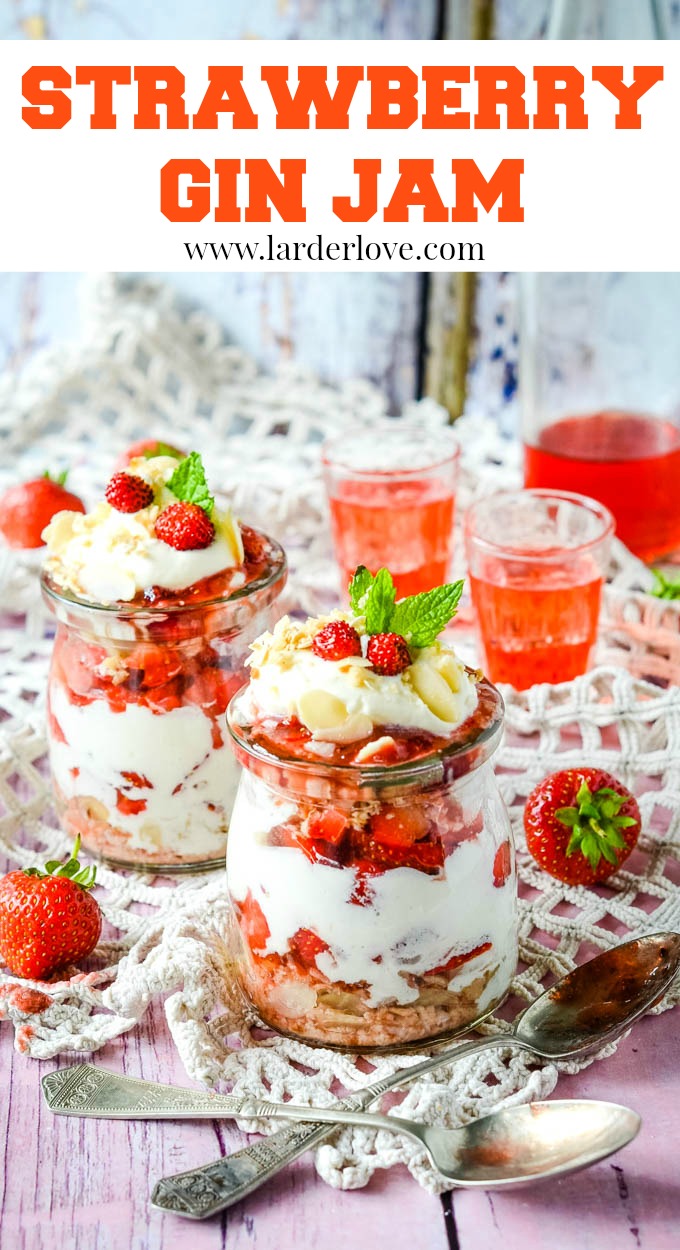 super easy recipe for strawberry gin jam using the gin soaked berries from making strawberry gin, or follow my recipe to create it from scratch here