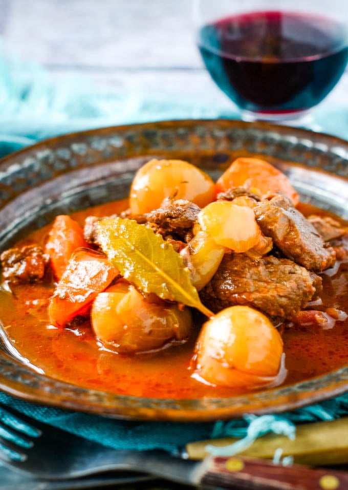 Traditional Greek Beef Stifado Stew Recipe - Larder Love