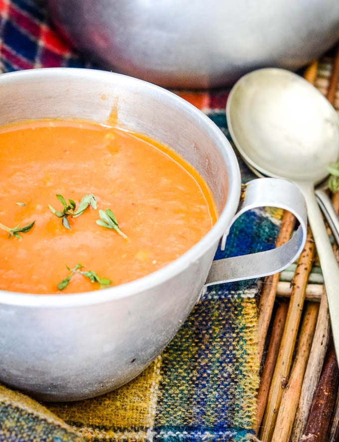 Roasted Aubergine/Eggplant Soup Larder Love