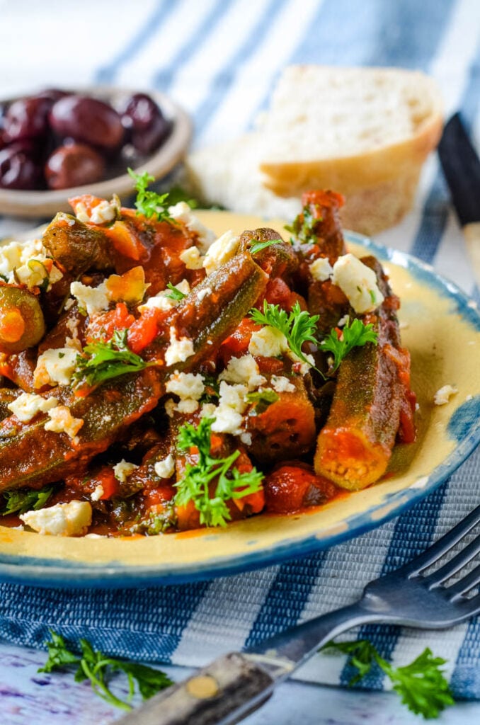 Stewed Okra In Tomato Sauce With Feta Larder Love
