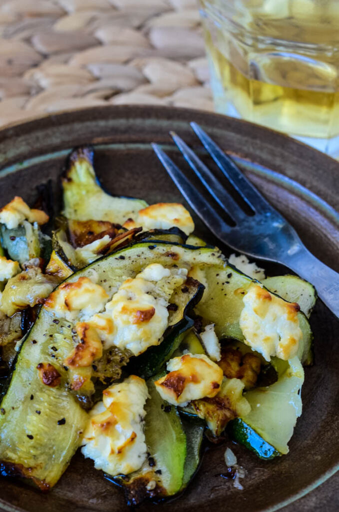 Honey roasted courgettes and feta the perfect vegetarian dish