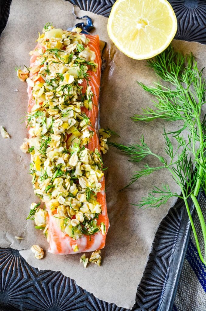 Quick And Healthy Oat Crusted Baked Salmon Larder Love
