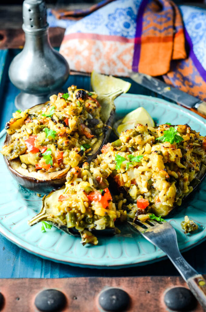 Greek Vegetarian Stuffed Aubergine/Eggplant (Yemista) Larder Love