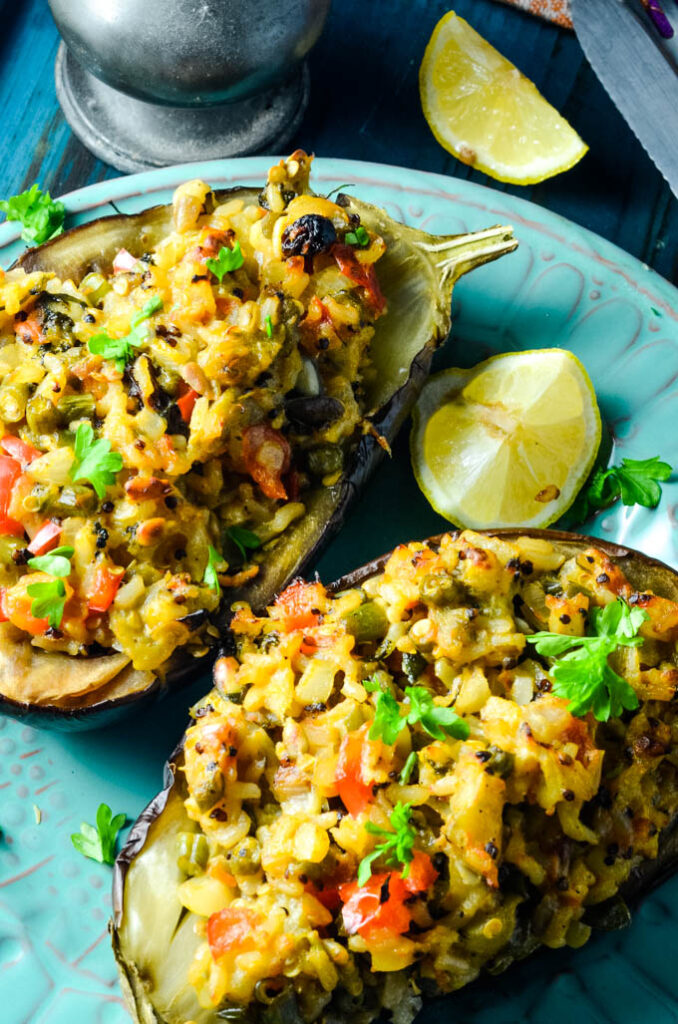 Greek Vegetarian Stuffed Aubergine/Eggplant (Yemista) Larder Love