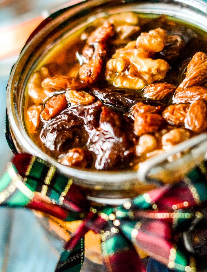 fruits and nuts in whisky