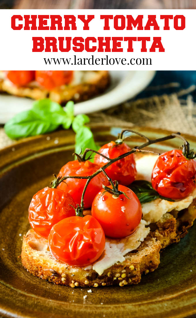 cherry tomato bruschetta pin image