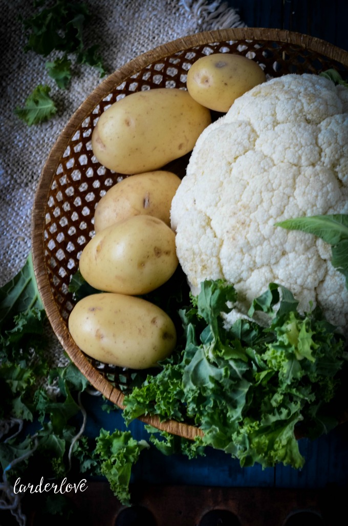Curried Cauliflower Potato and Kale Soup Larder Love