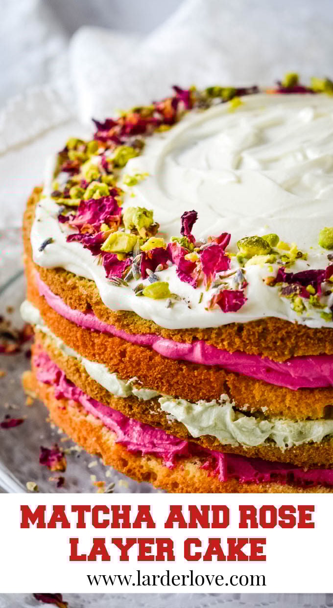 matcha and rose layer cake pin image