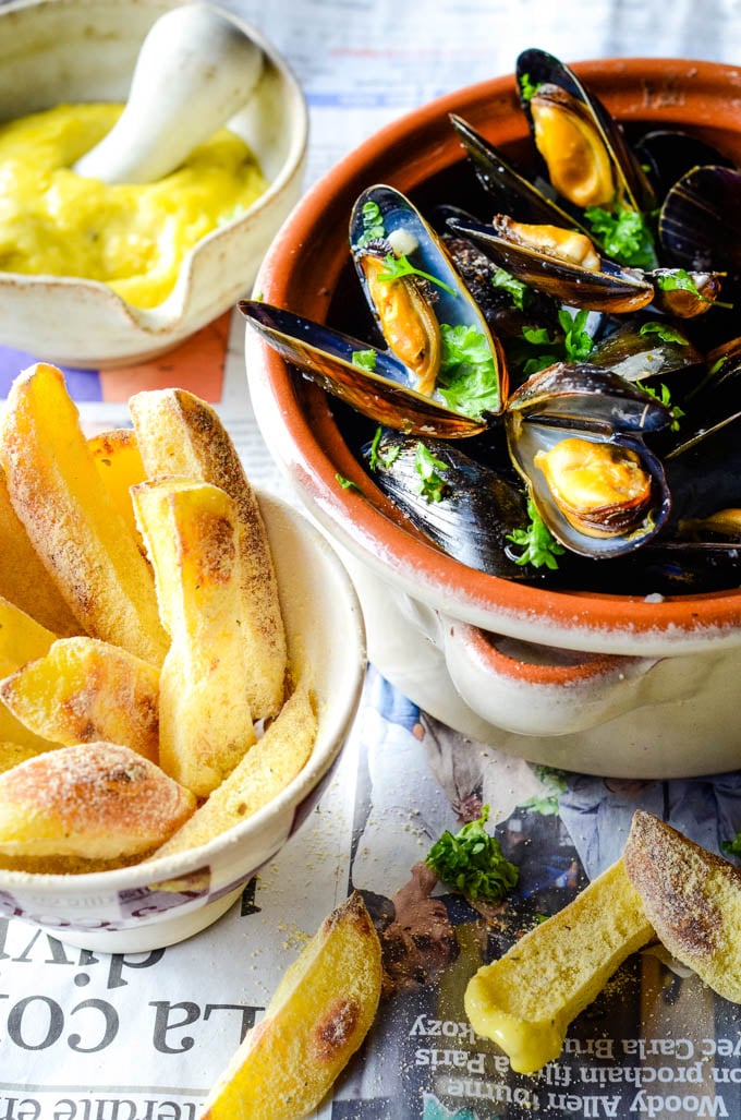 Moules Frites/Mussels with French Fries and Homemade Aioli - Larder Love