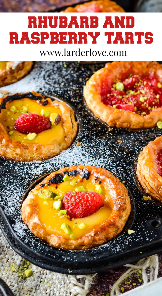 rhubarb and raspberry tarts pin image