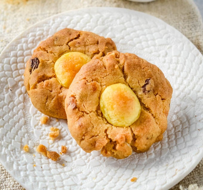close up of simnel cake cookies