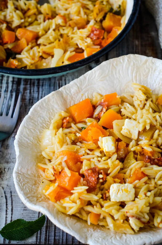 30 Minute Squash and Orzo Risotto Traybake Larder Love
