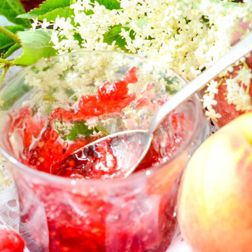 Raspberry Peach and Elderflower Jam Larder Love