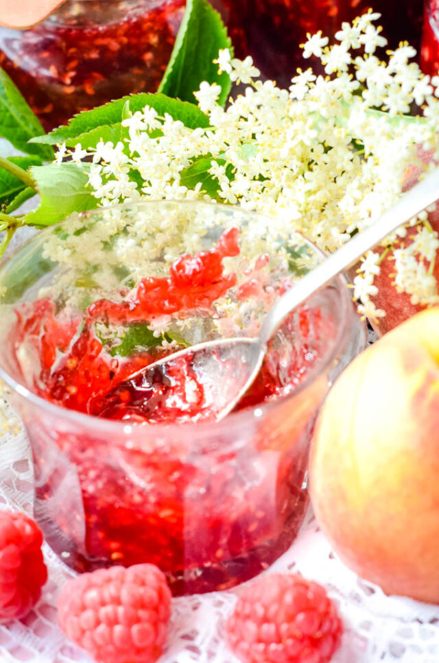 Raspberry Peach and Elderflower Jam Larder Love