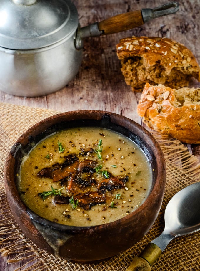 Creamy Mushroom & Pearl Couscous Soup - Must Love Garlic