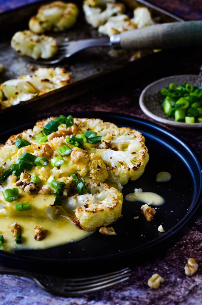 Quick And Easy Roasted Cauliflower Cheese Steaks Larder Love