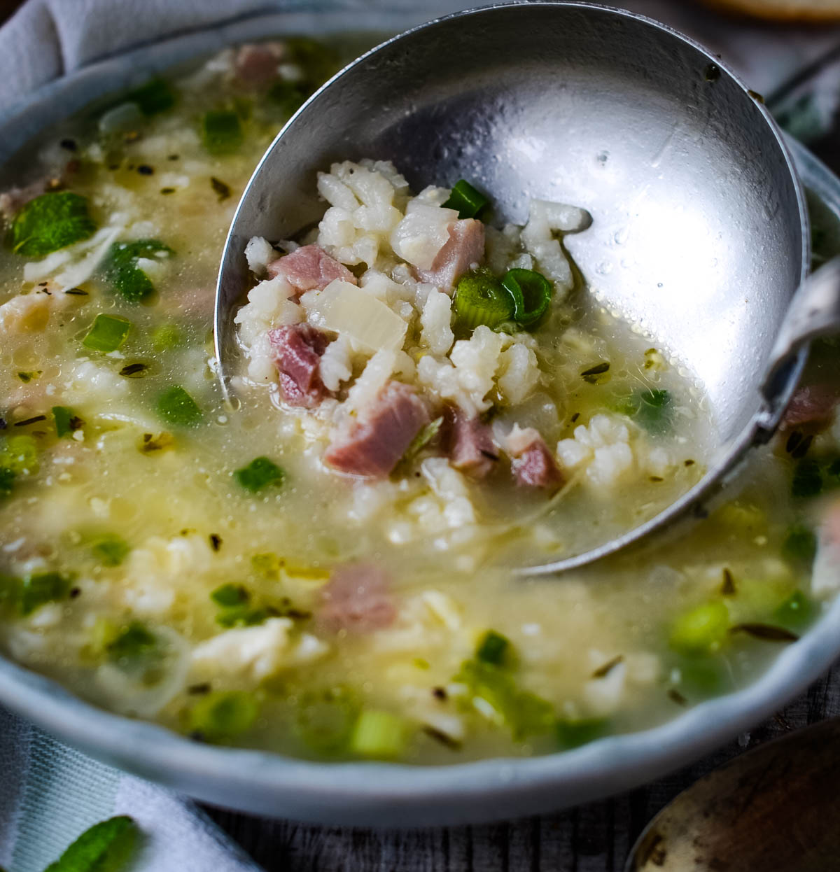 pea and ham risotto soup
