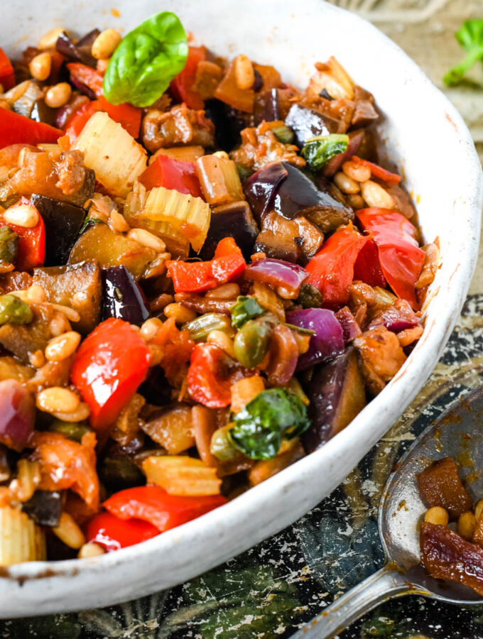 Caponata in serving dish