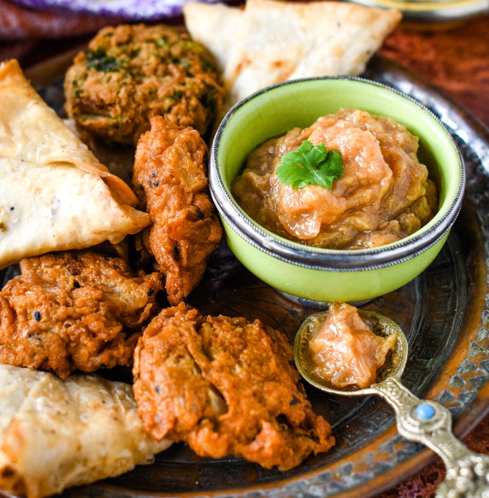 curried banana chutney in bowl