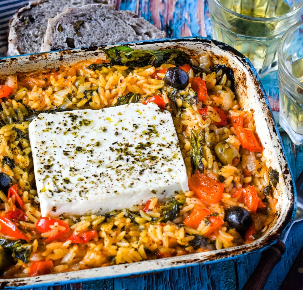 Greek baked feta with orzo