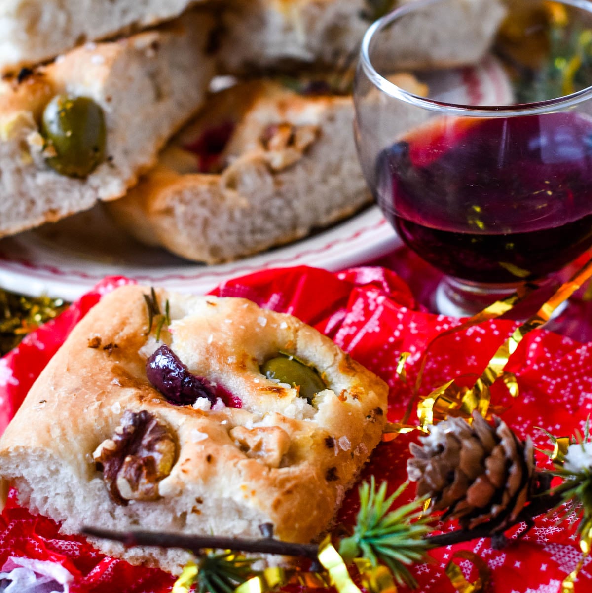 Christmas cranberry focaccia