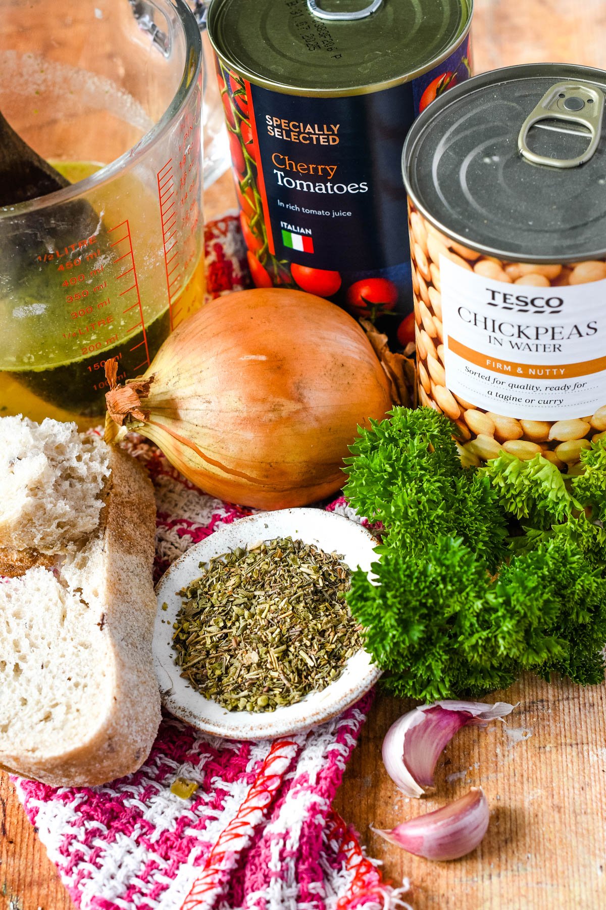 ingredients for vegan meatballs on table