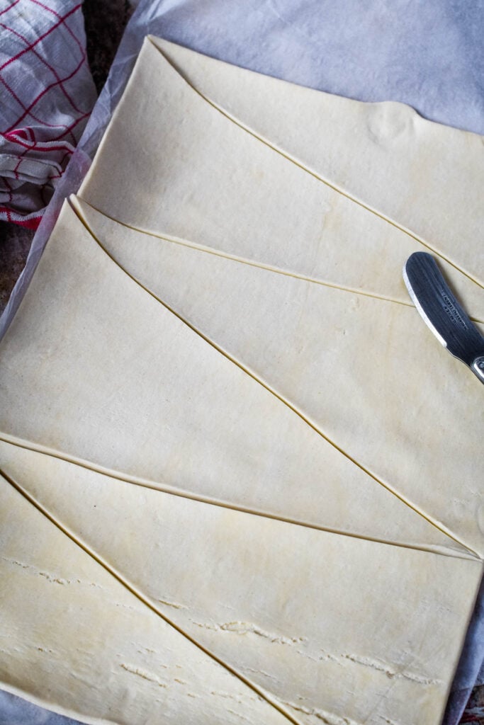 pastry cut into triangles on table