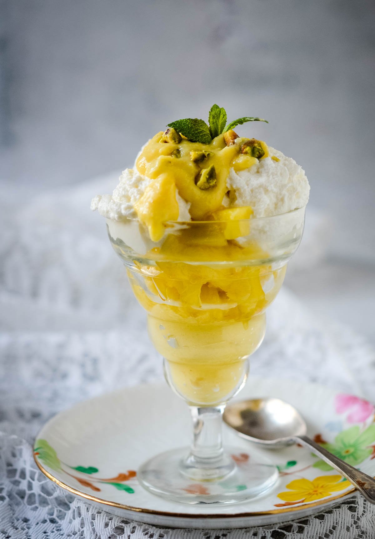 mango and lime curd as a dessert topping
