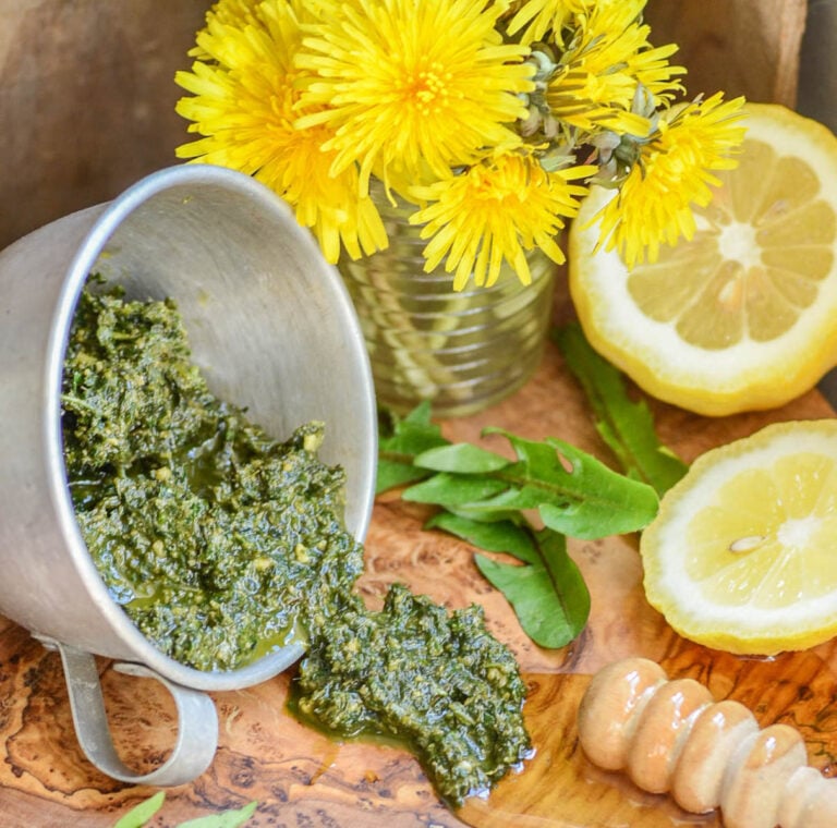dandelion and walnut pesto