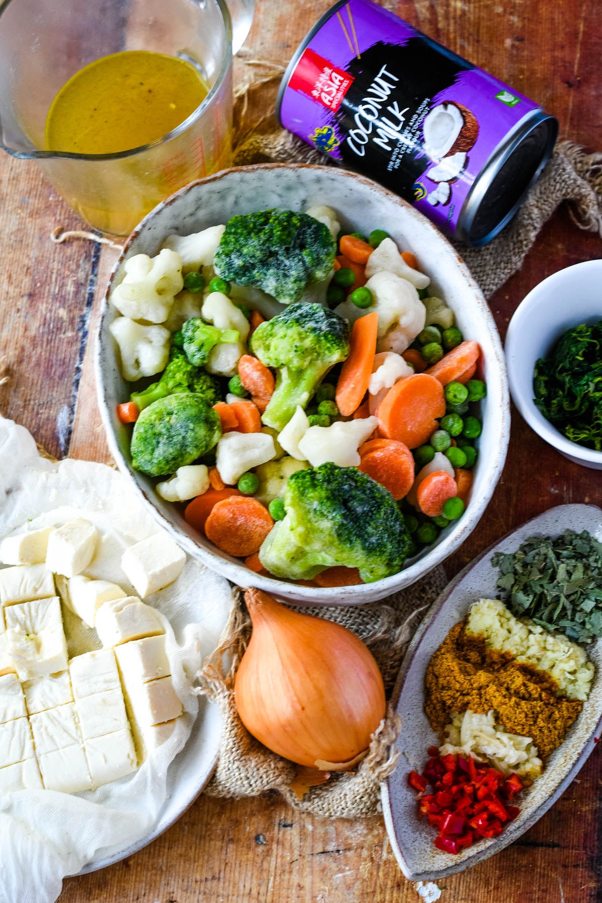 ingredients for curried vegetable soup