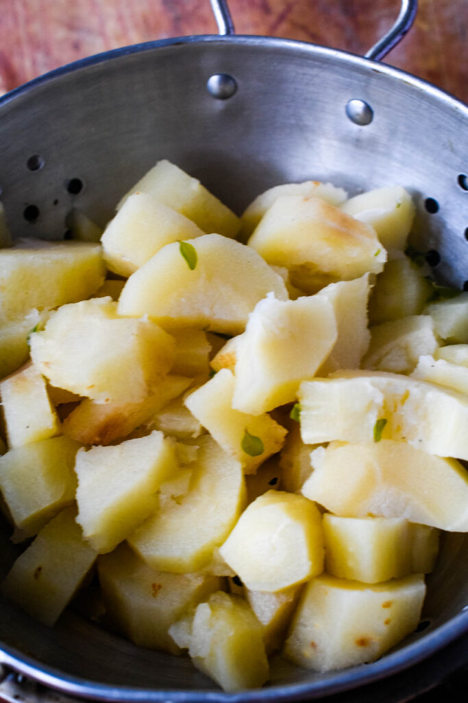 cooling parsnips in pan
