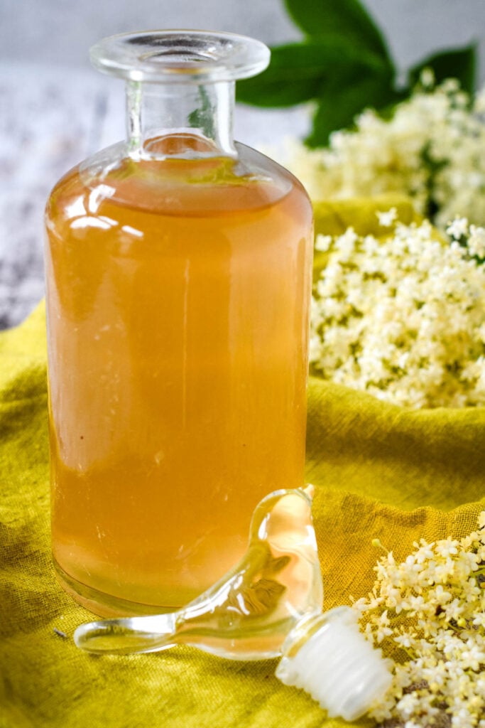 bottle of elderflower vinegar