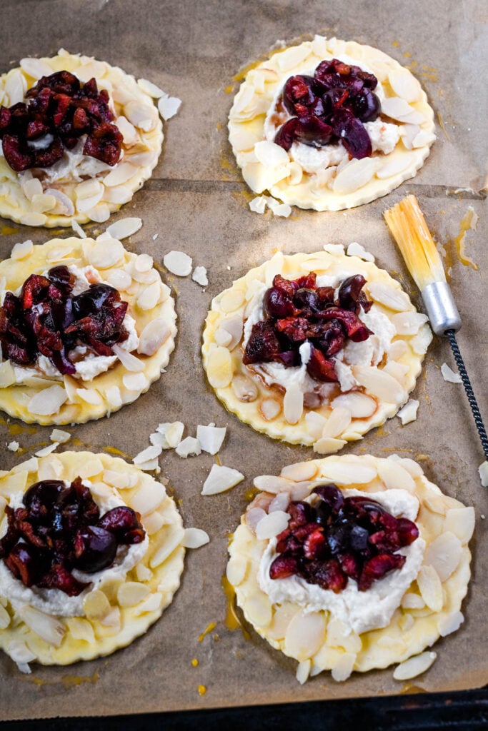 cherry puff tarts ready to go into the oven